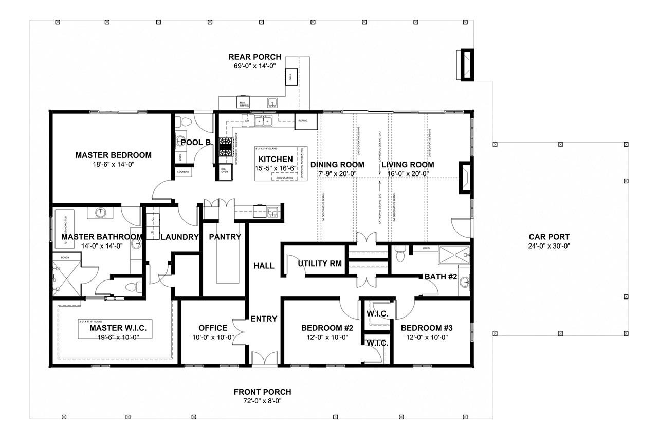 Craftsman House Plan - Hedges 27662 - 1st Floor Plan