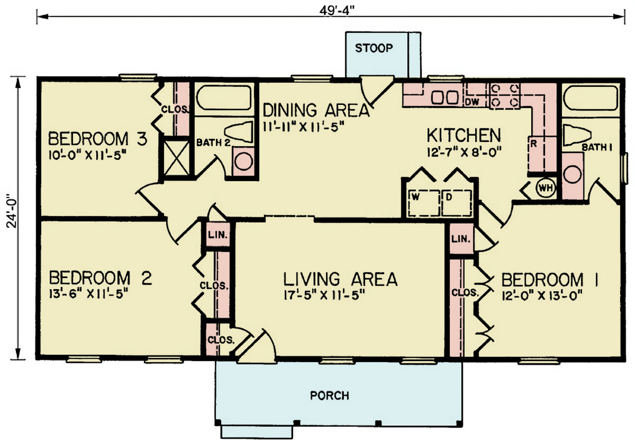 Ranch House Plan - Erica 4 14415 - 1st Floor Plan
