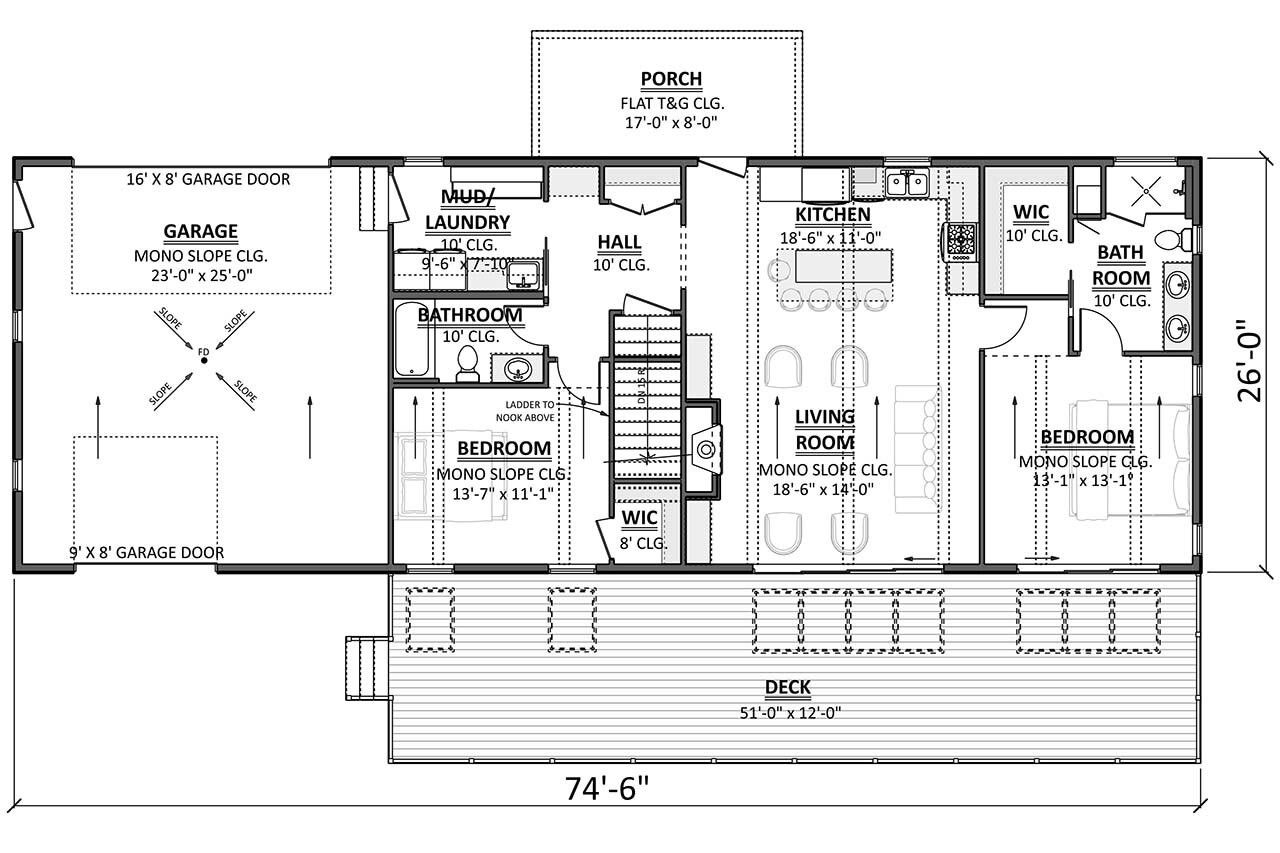 Contemporary House Plan - 89878 - 1st Floor Plan