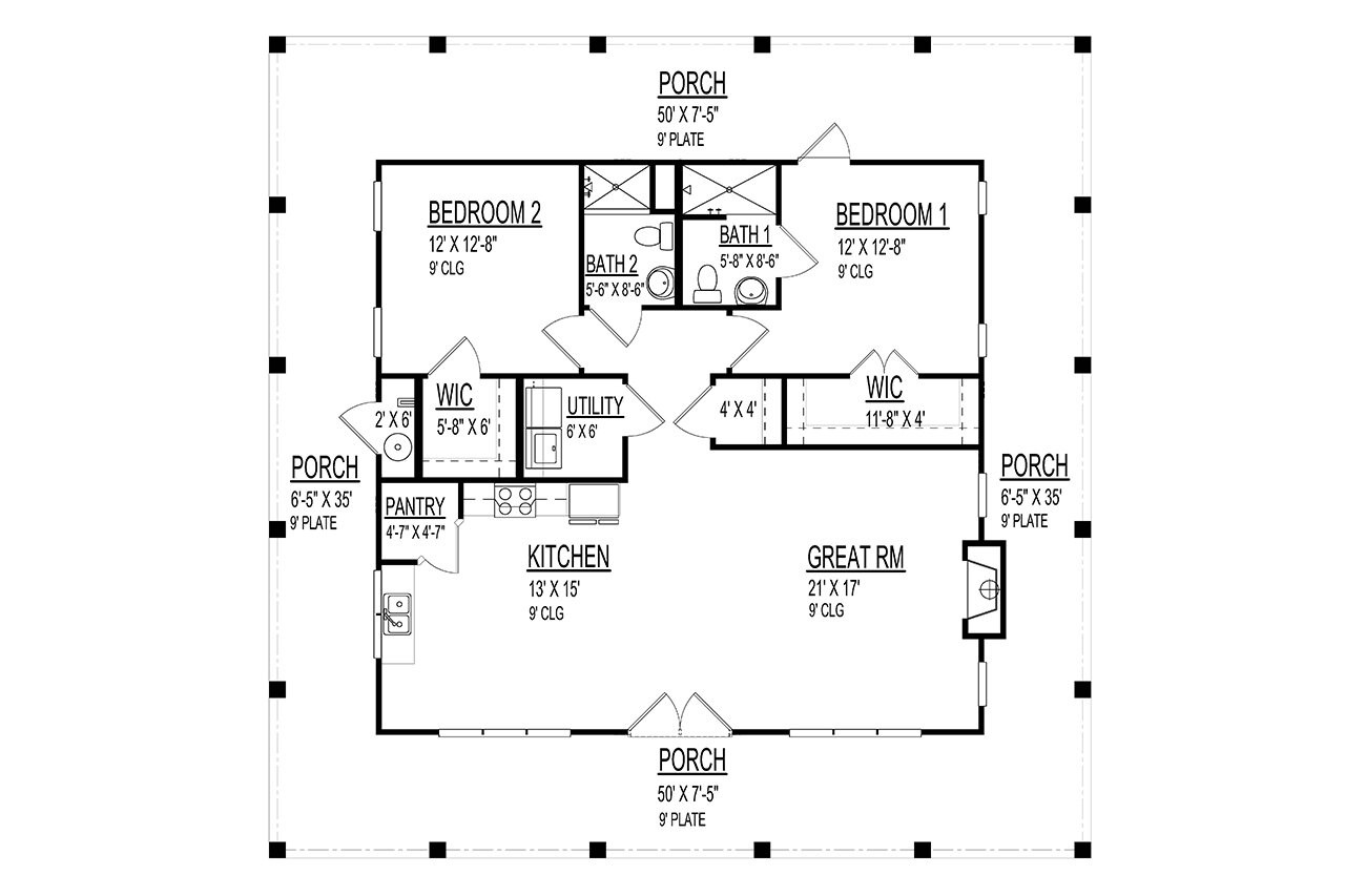 Country House Plan - 78506 - 1st Floor Plan