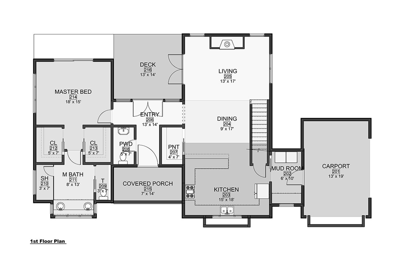 Farmhouse House Plan - Saint James 58466 - 1st Floor Plan