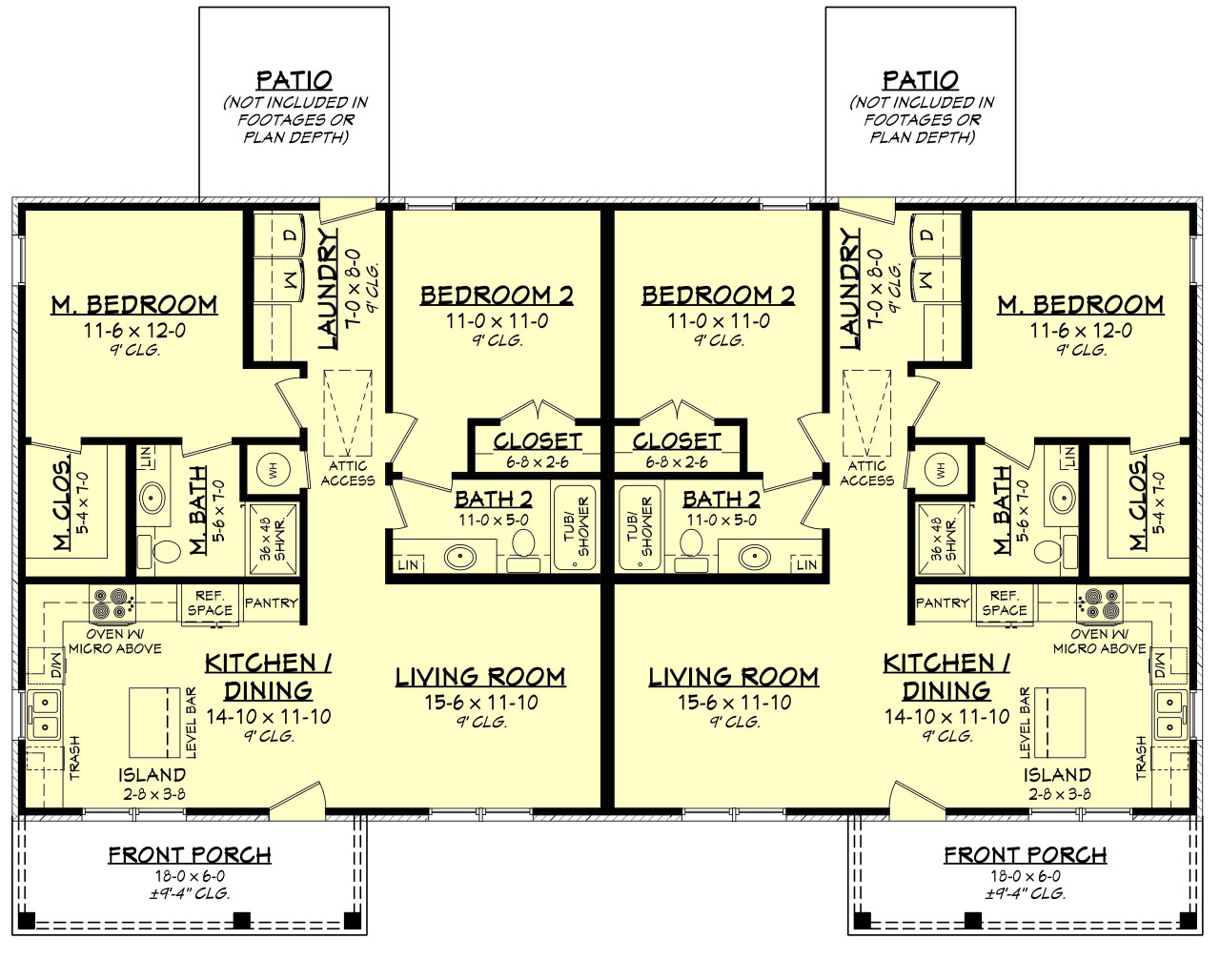 Traditional House Plan - Niko Duplex 92297 - 1st Floor Plan