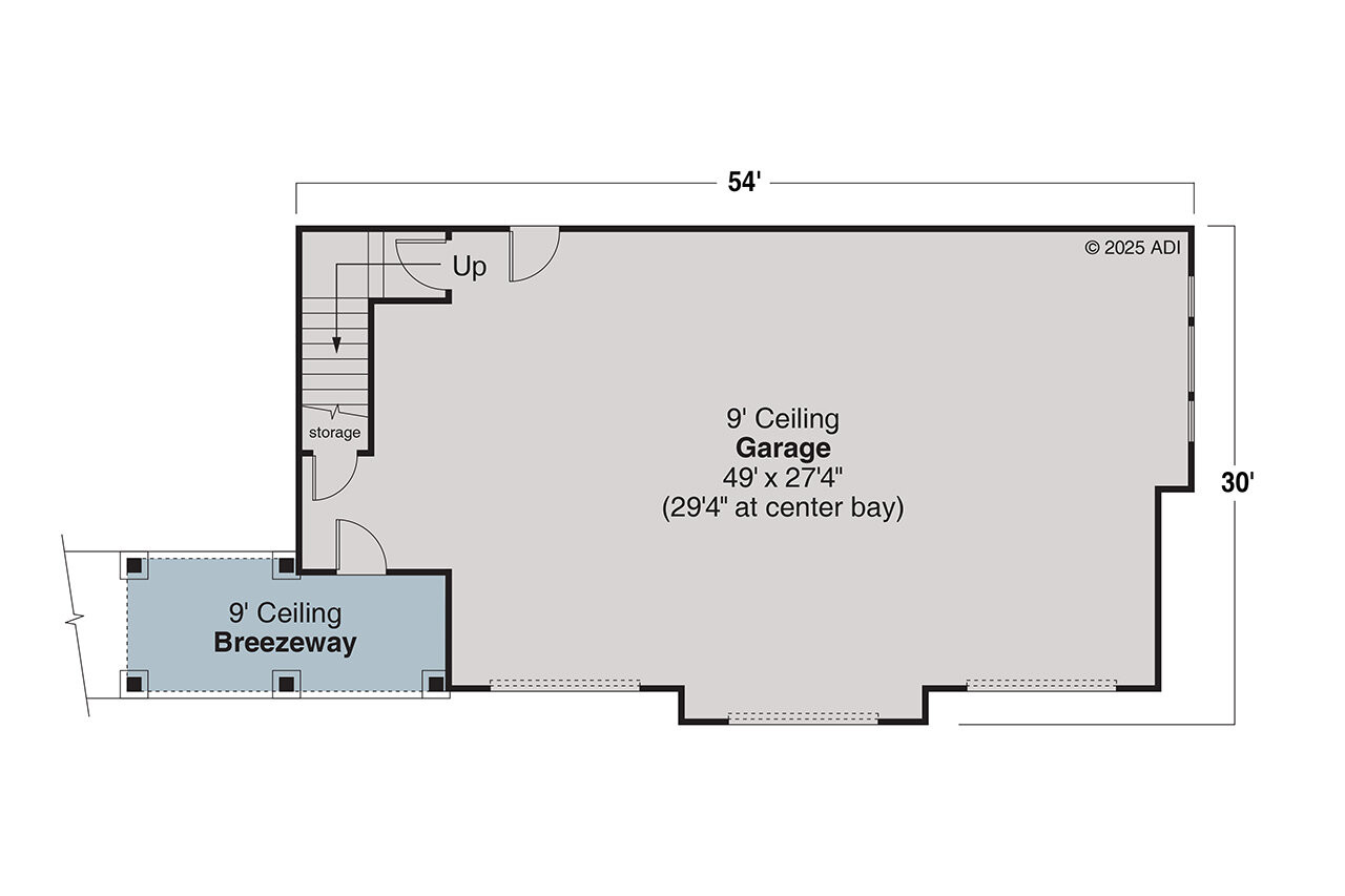 Craftsman House Plan - Garage w/Storage 53684 - 1st Floor Plan