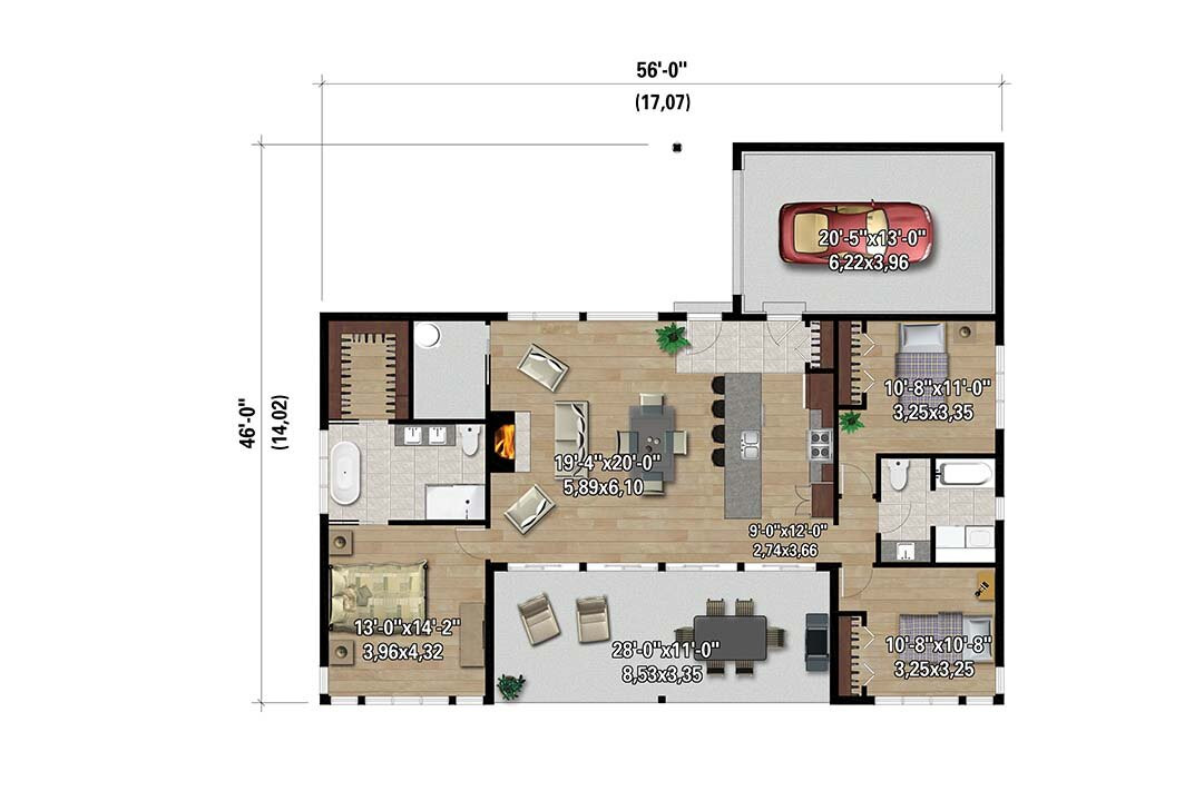 Contemporary House Plan - 46275 - 1st Floor Plan