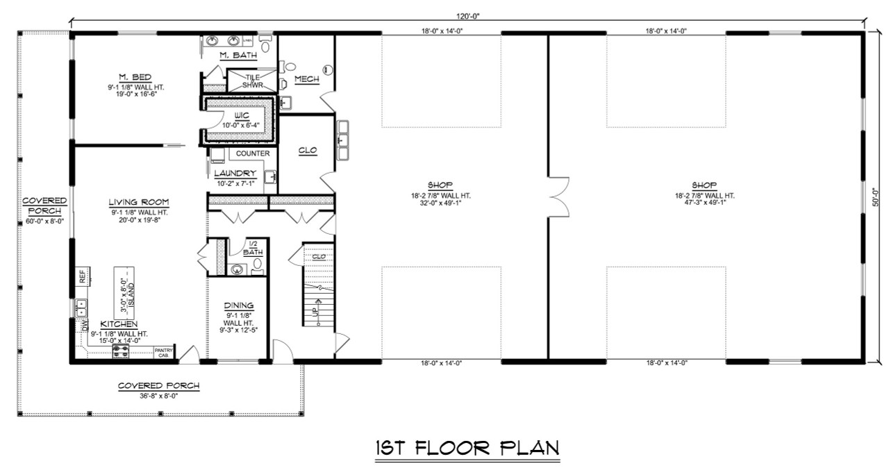 Country House Plan - 64427 - 1st Floor Plan