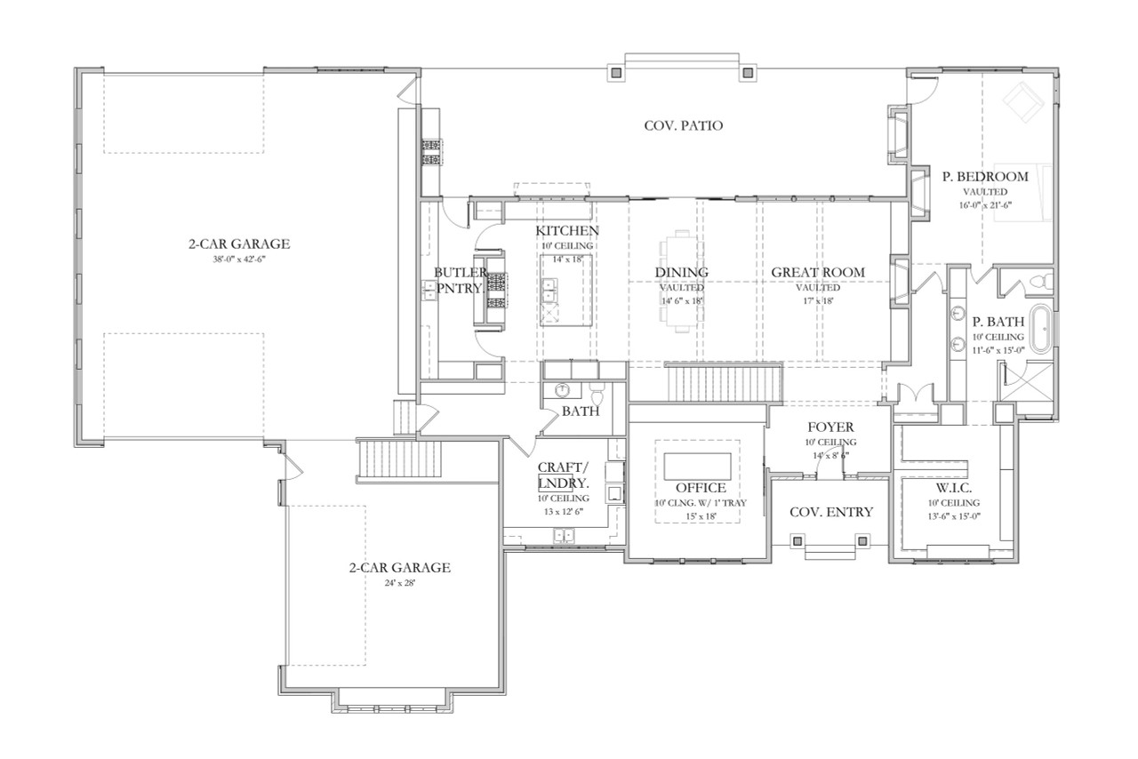 Craftsman House Plan - Alta 37588 - 1st Floor Plan