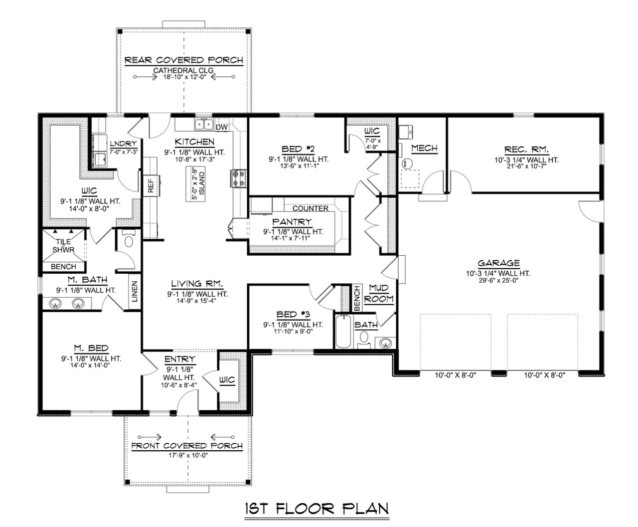 Country House Plan - 70612 - 1st Floor Plan