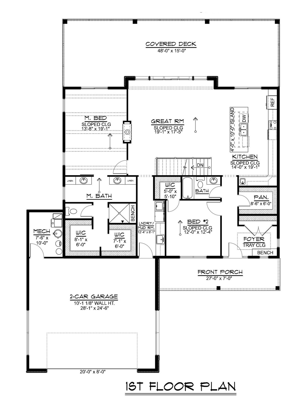Contemporary House Plan - 41269 - 1st Floor Plan