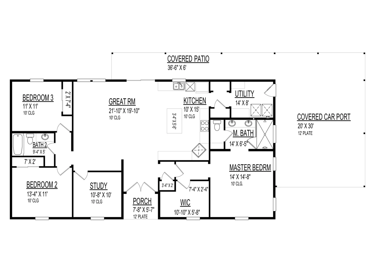 Modern House Plan - 96301 - 1st Floor Plan