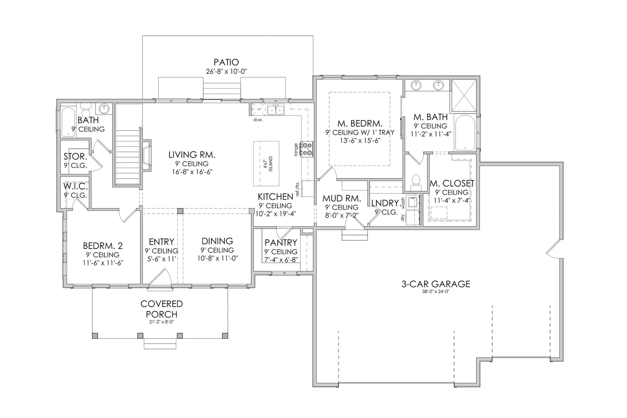 Farmhouse House Plan - Bedford 89309 - 1st Floor Plan