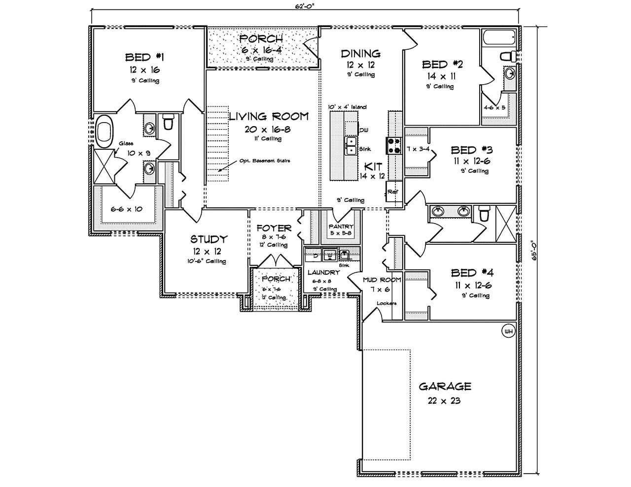Prairie House Plan - 37986 - 1st Floor Plan