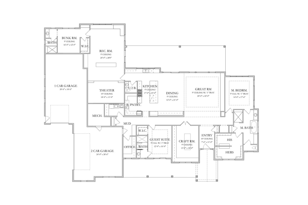 Farmhouse House Plan - Caldwell 10503 - 1st Floor Plan