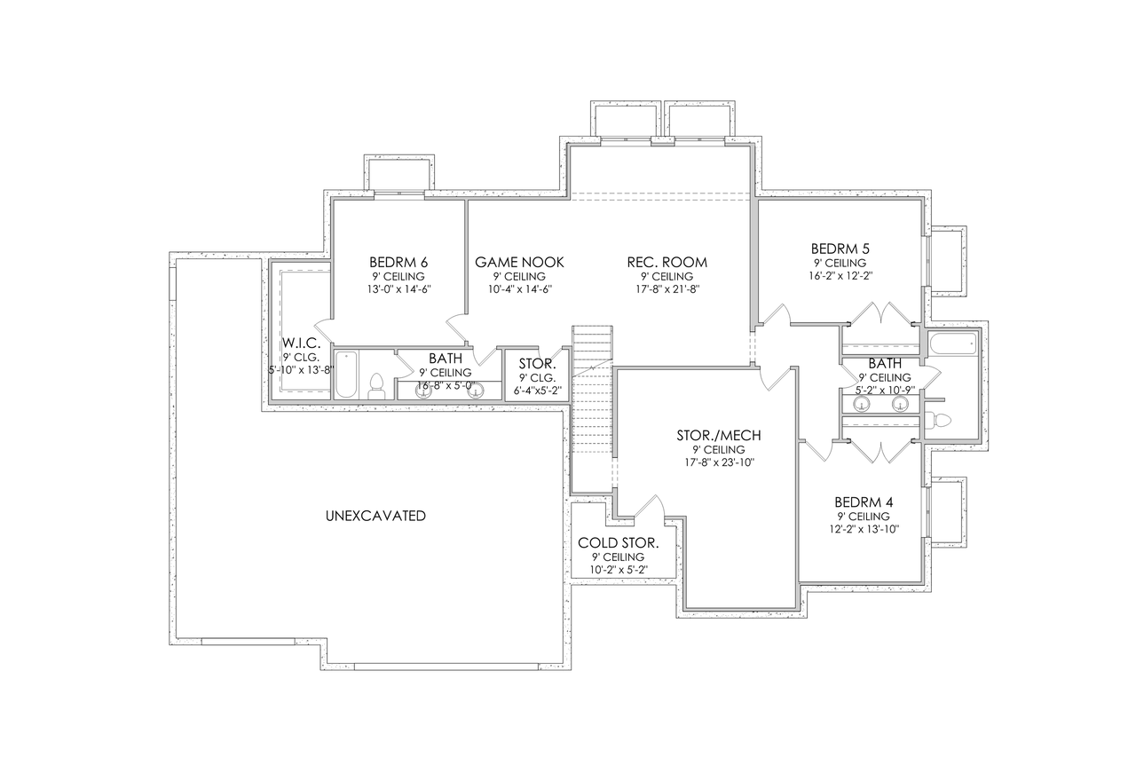 Secondary Image - Farmhouse House Plan - Dover 93675 - Basement Floor Plan
