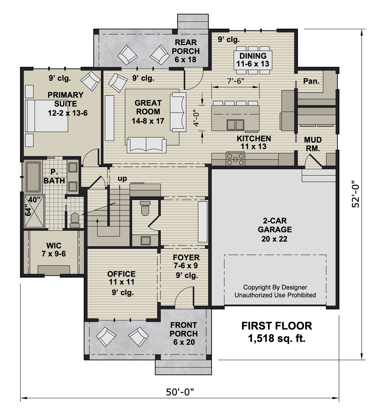 Farmhouse House Plan - Ridgewood 50853 - 1st Floor Plan