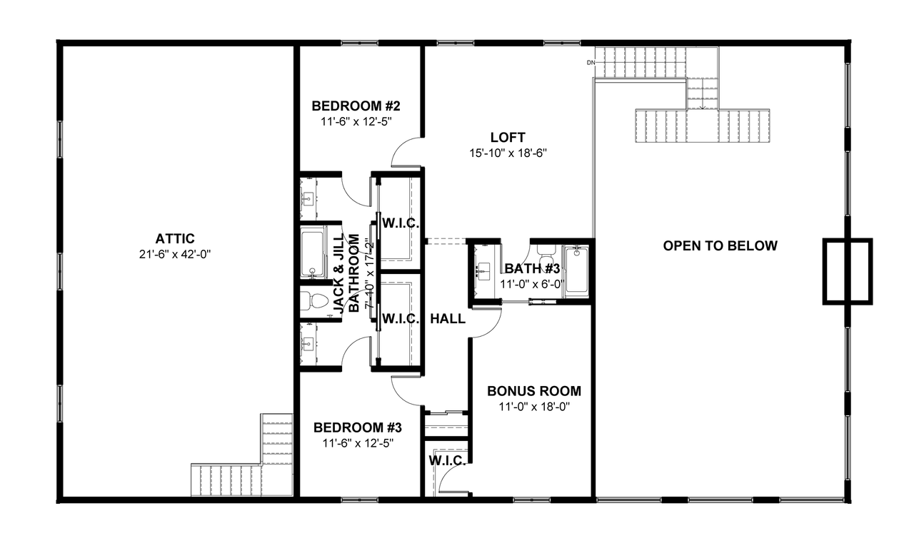 Craftsman House Plan - Hill 45051 - 2nd Floor Plan