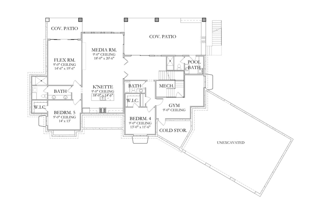 Traditional House Plan - Graymill 41531 - Basement Floor Plan