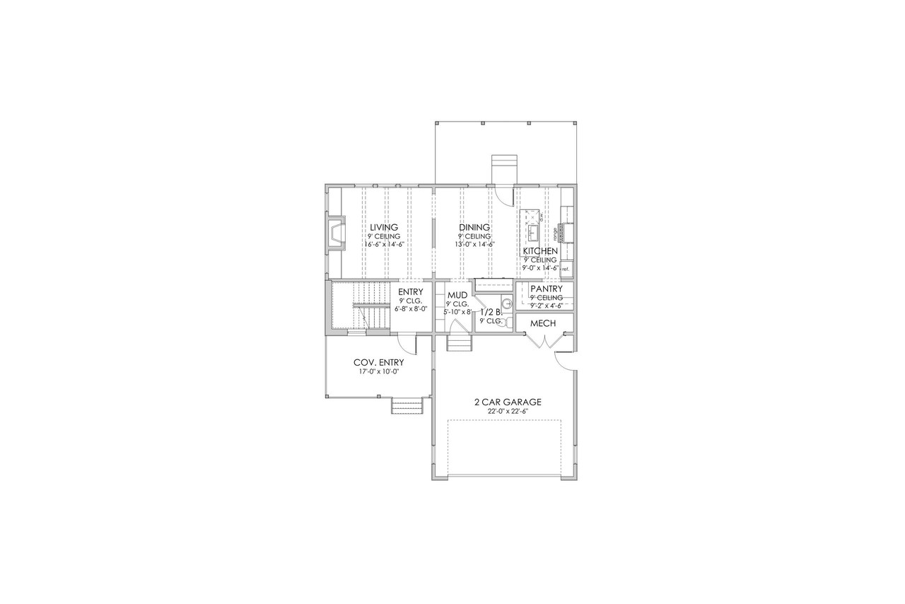 Farmhouse House Plan - Huey 39333 - 1st Floor Plan