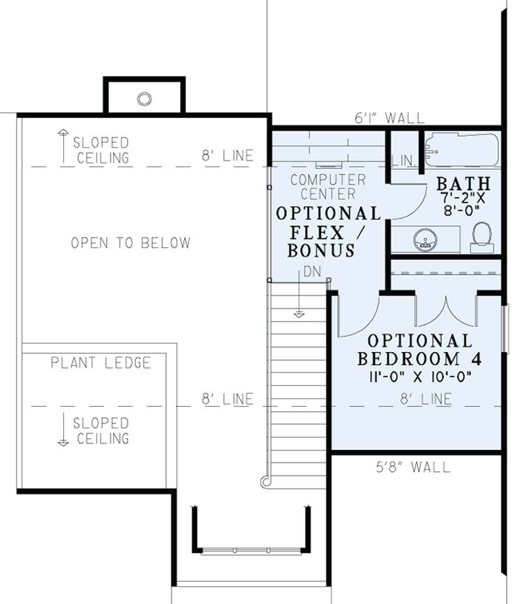 Craftsman House Plan - MacArthur Boulevard 72326 - 2nd Floor Plan