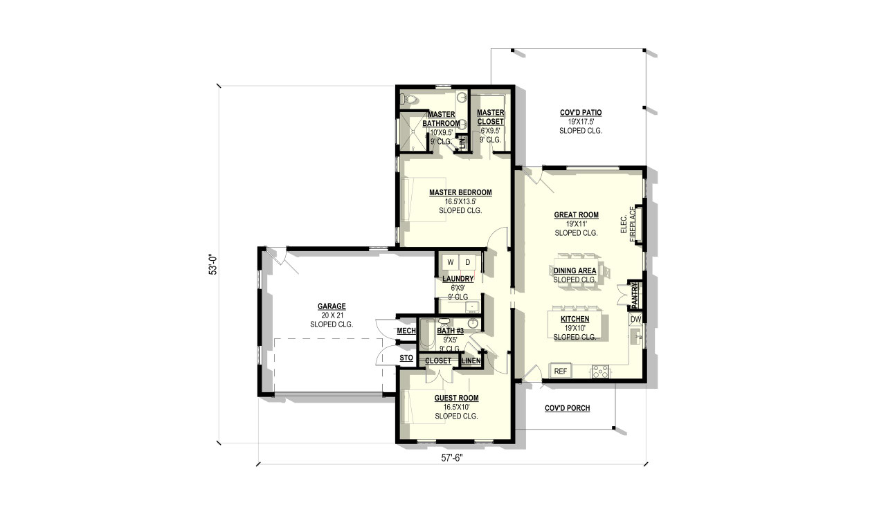 Contemporary House Plan - Freesia 42247 - 1st Floor Plan