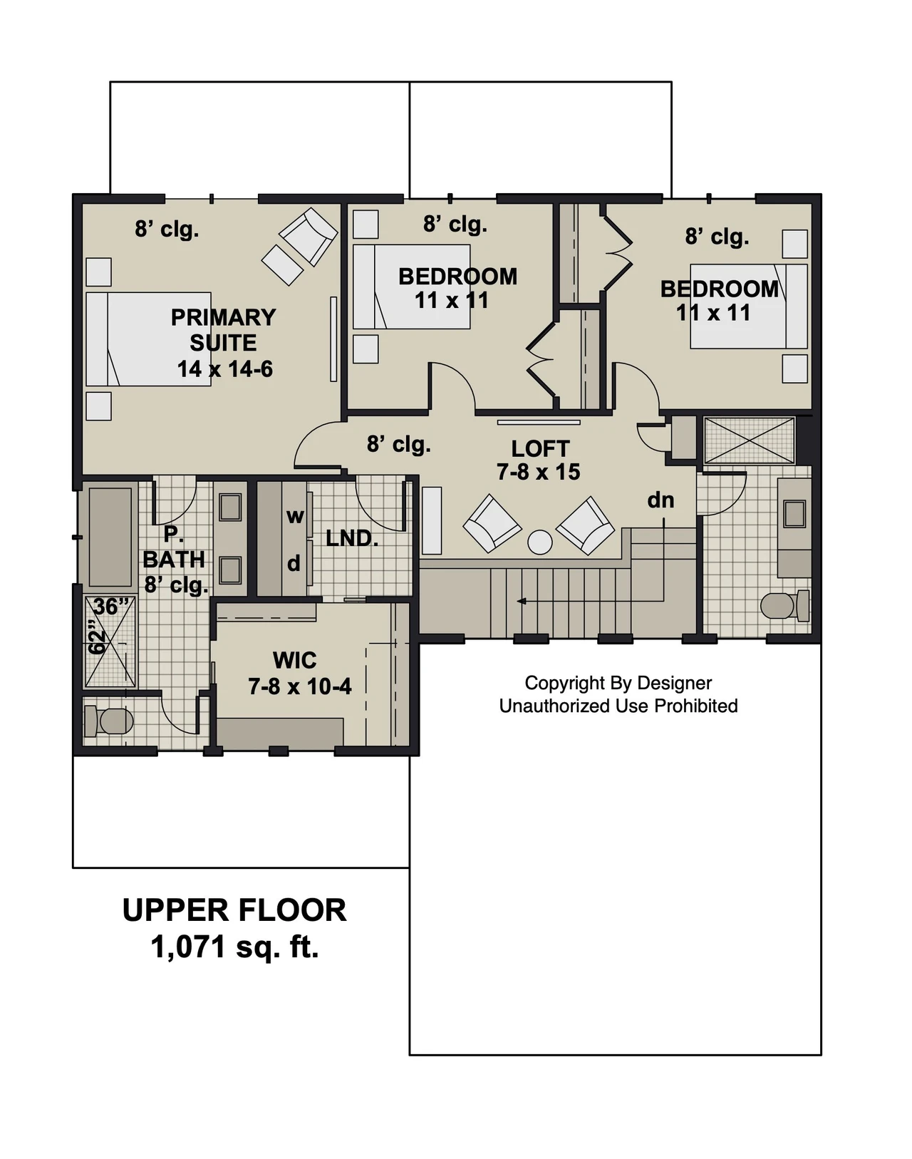 Bungalow House Plan - Chapel Hill 27755 - 2nd Floor Plan