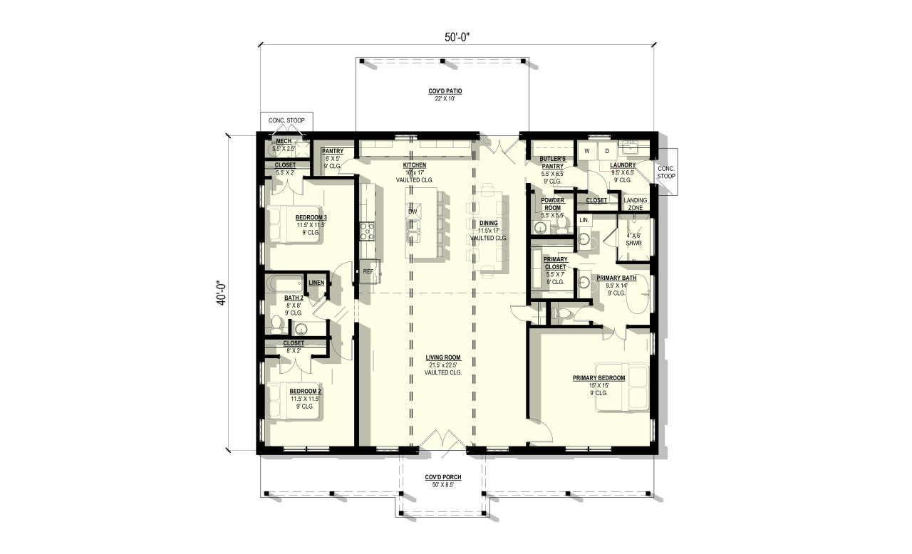 Country House Plan - Persimmon 72583 - 1st Floor Plan