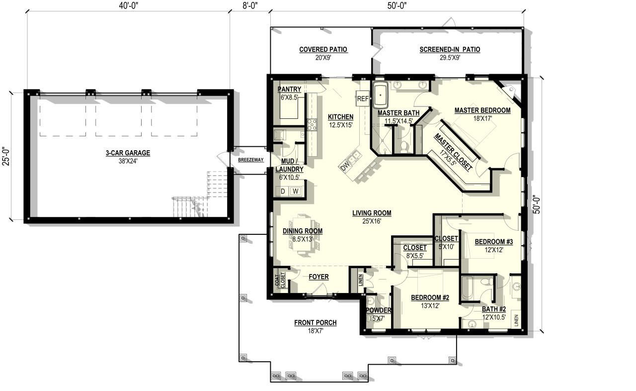 Farmhouse House Plan - Hollyhock 90858 - 1st Floor Plan