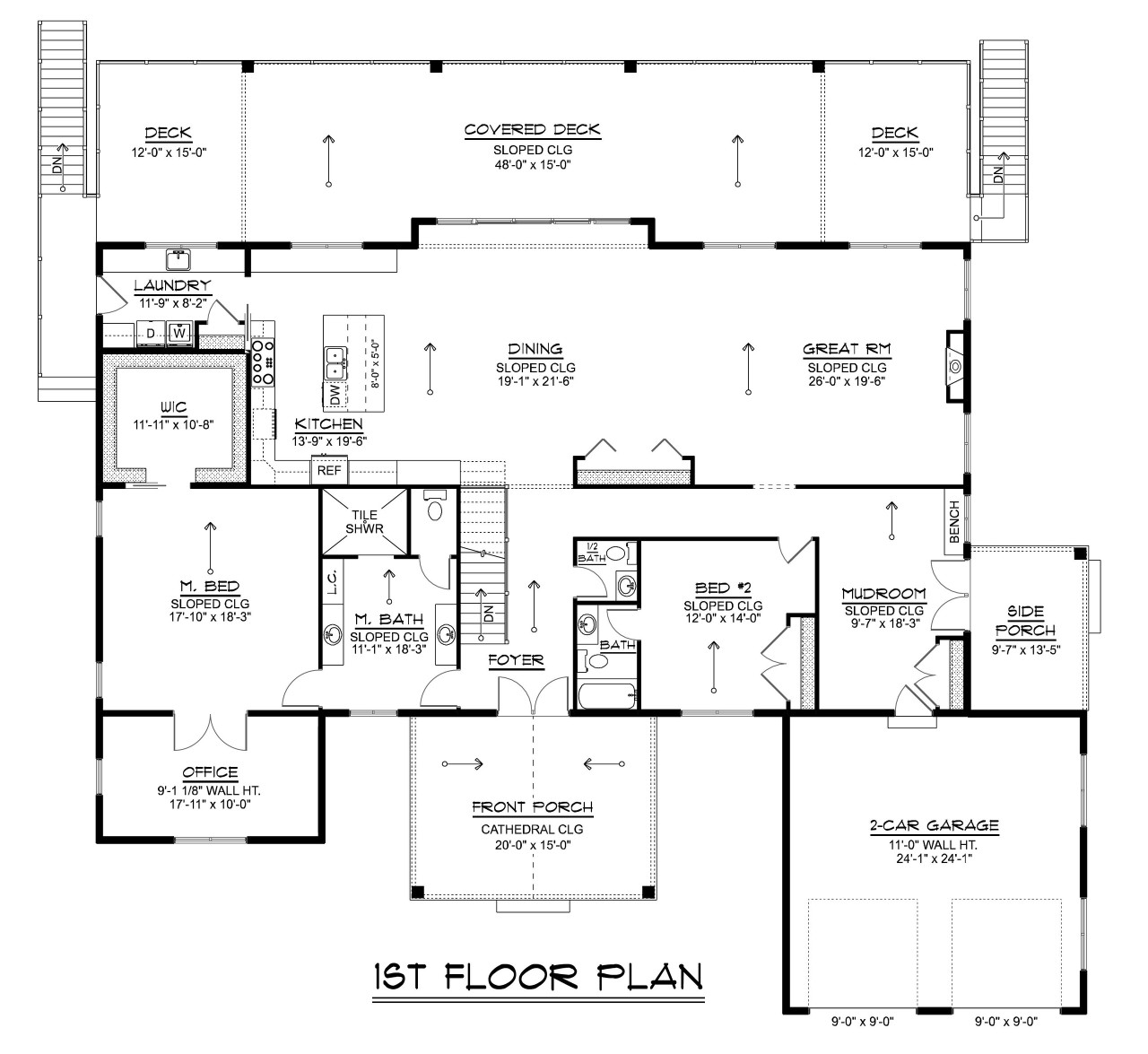 Modern House Plan - 70504 - 1st Floor Plan