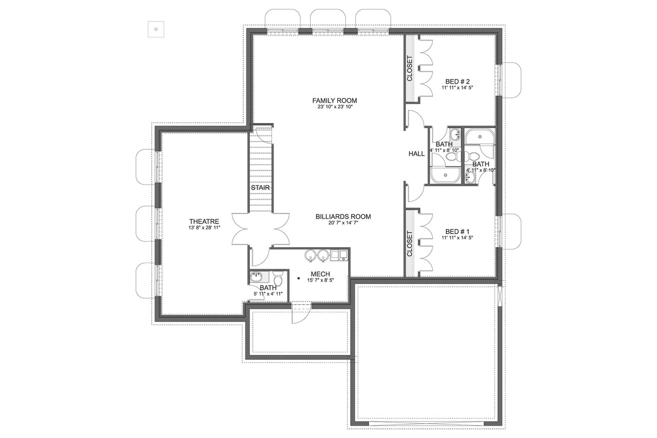 Ranch House Plan - Audrey 60994 - Basement Floor Plan