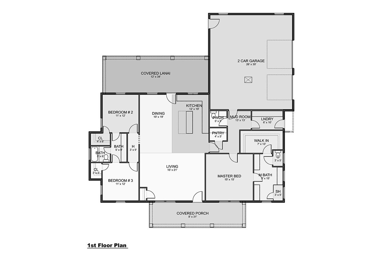 Craftsman House Plan - Island Park 33350 - 1st Floor Plan