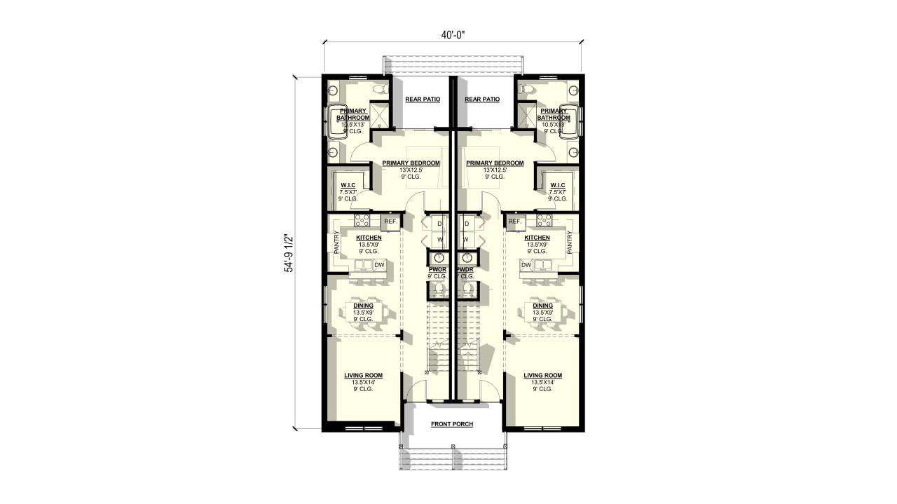 Country House Plan - Mallow Duplex 93819 - 1st Floor Plan