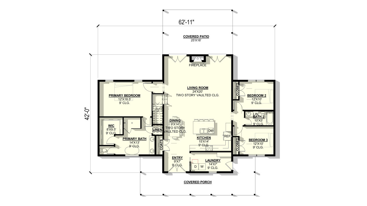 Country House Plan - Rose 68458 - 1st Floor Plan