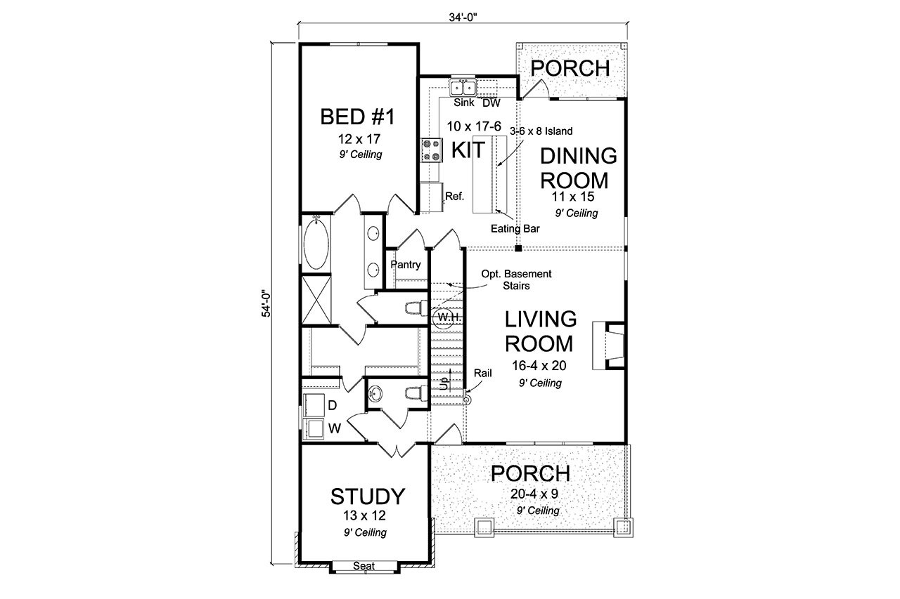 Craftsman House Plan - Rosewood 23100 - 1st Floor Plan