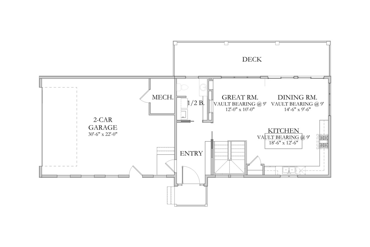 Contemporary House Plan - Bartlesville 80942 - 1st Floor Plan