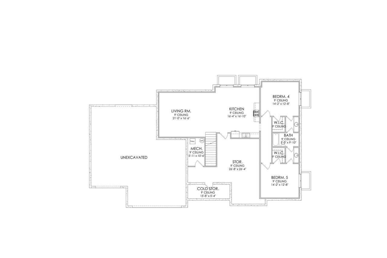 Ranch House Plan - Pasadena 68343 - Basement Floor Plan