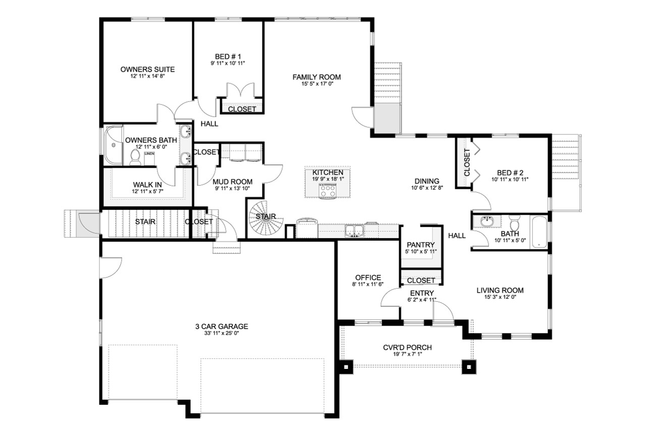 Ranch House Plan - Davidson 89784 - 1st Floor Plan