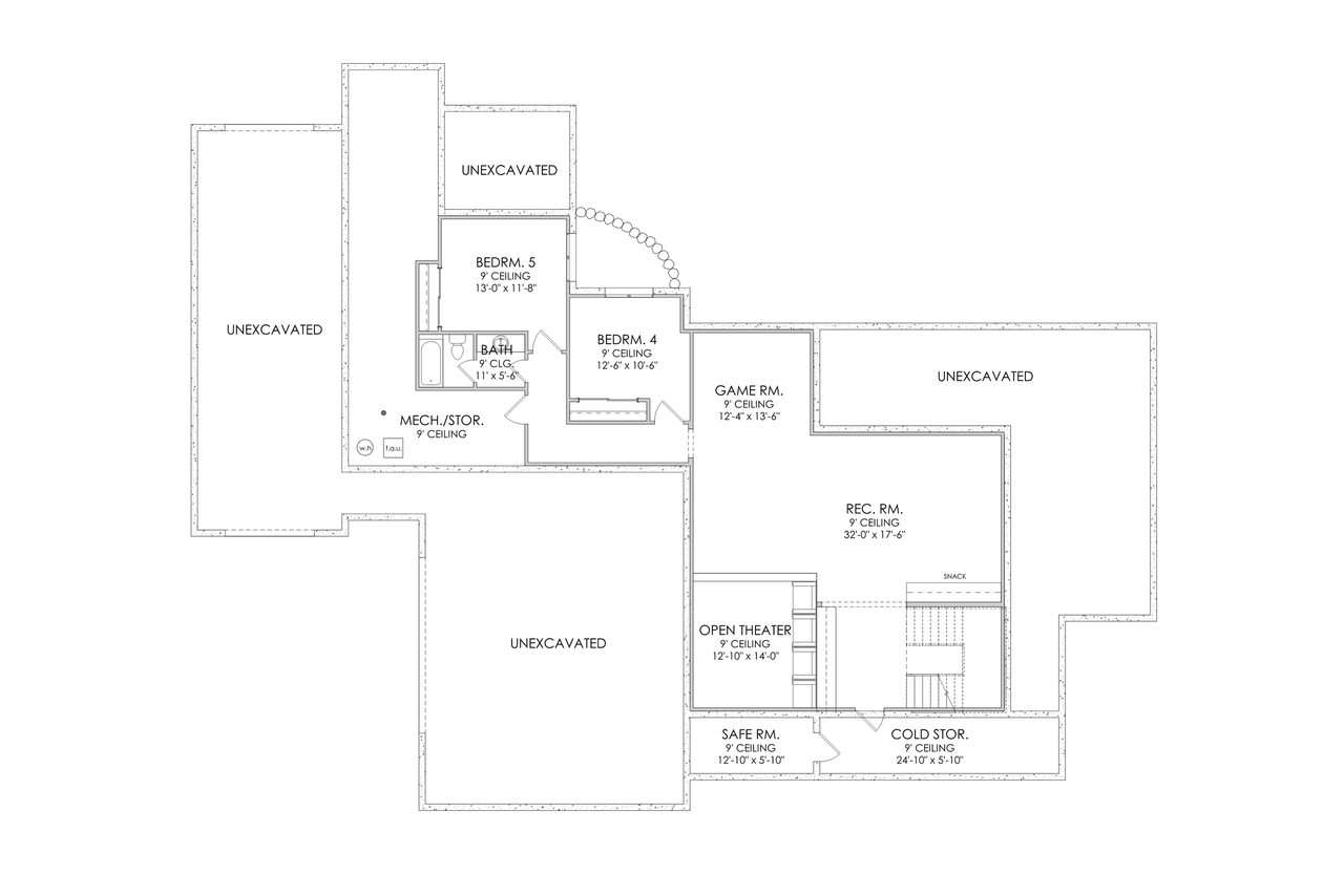 Colonial House Plan - Salem 68423 - Basement Floor Plan