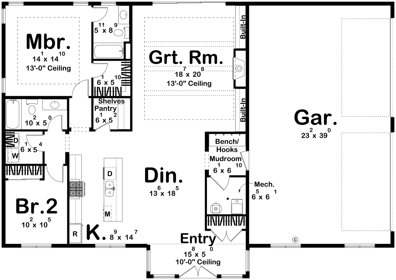 Modern House Plan - Tulsa 44803 - 1st Floor Plan