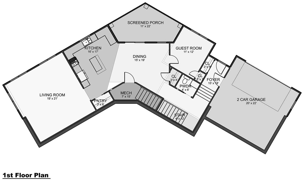 Modern House Plan - Hewlett 84138 - 1st Floor Plan