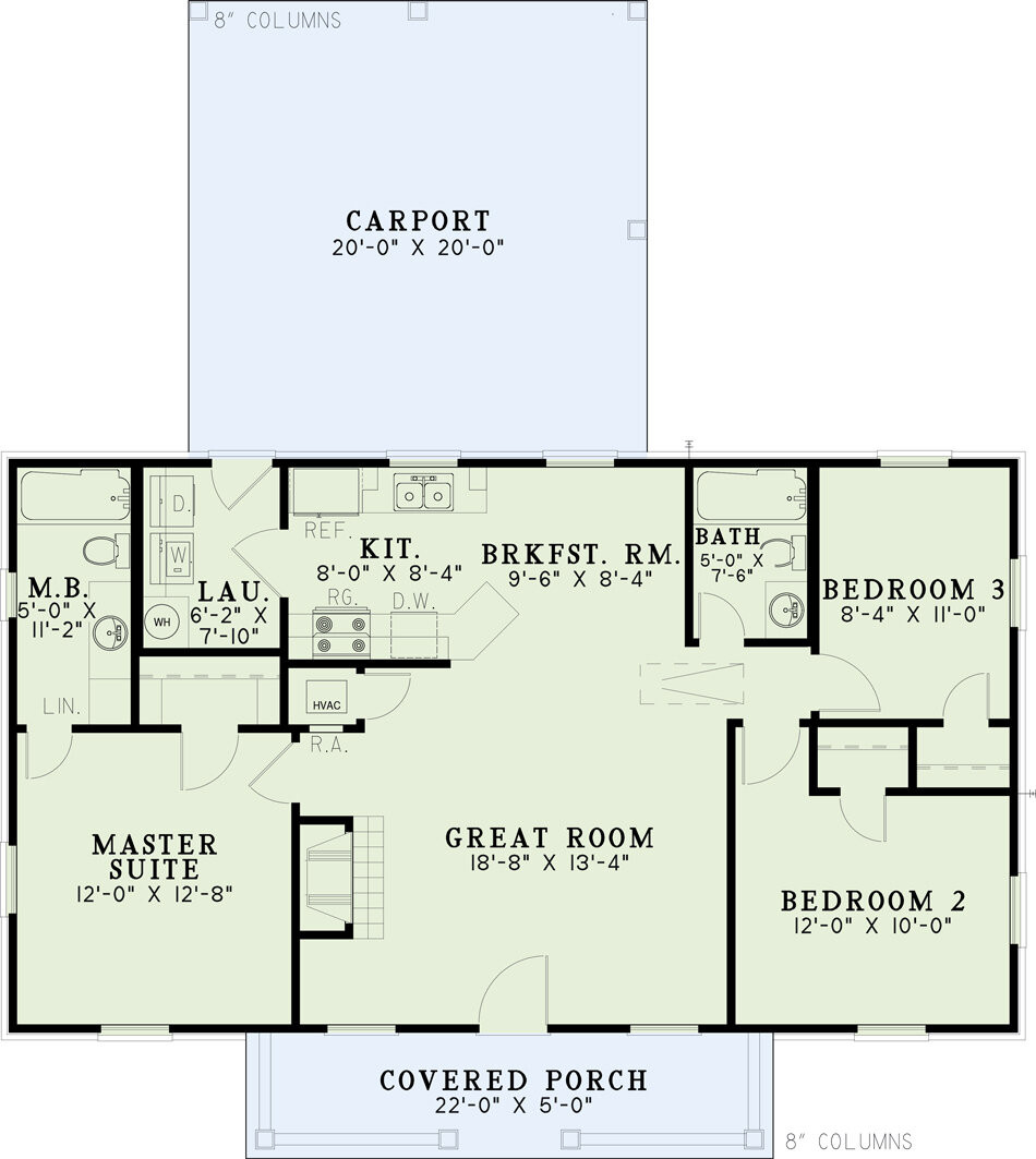 Southern House Plan - Elm Street 11079 - 1st Floor Plan