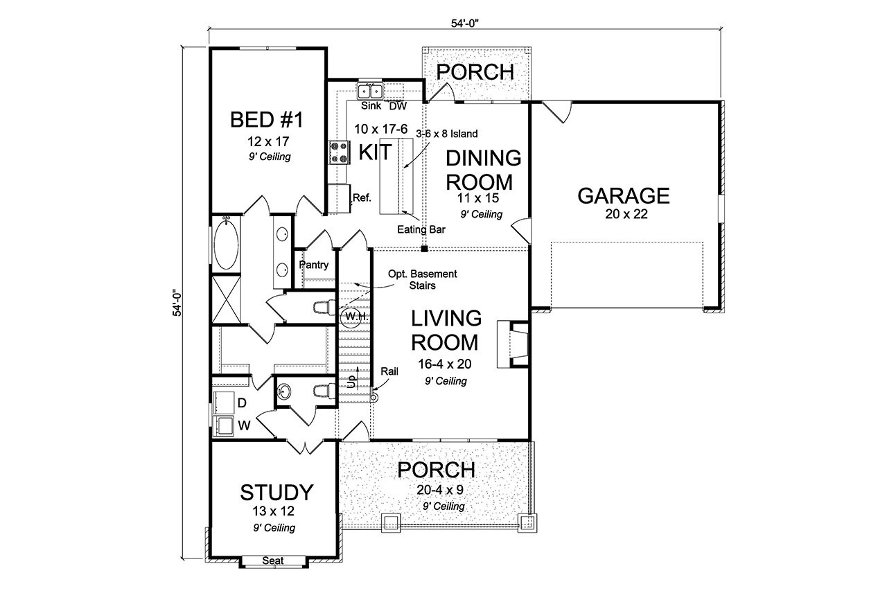 Craftsman House Plan - Rosebud 84325 - 1st Floor Plan