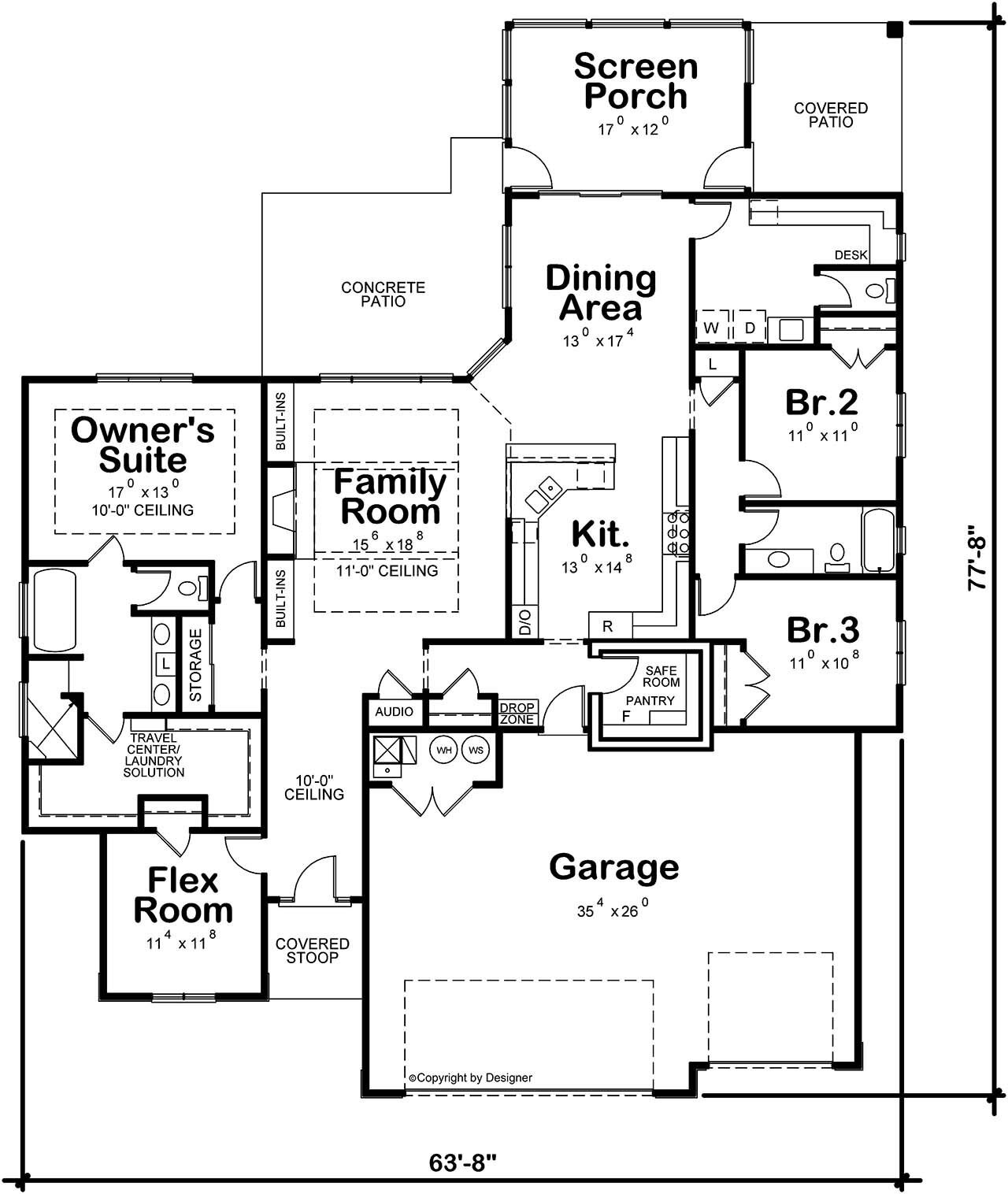 Craftsman House Plan - Revenna Springs 74296 - 1st Floor Plan