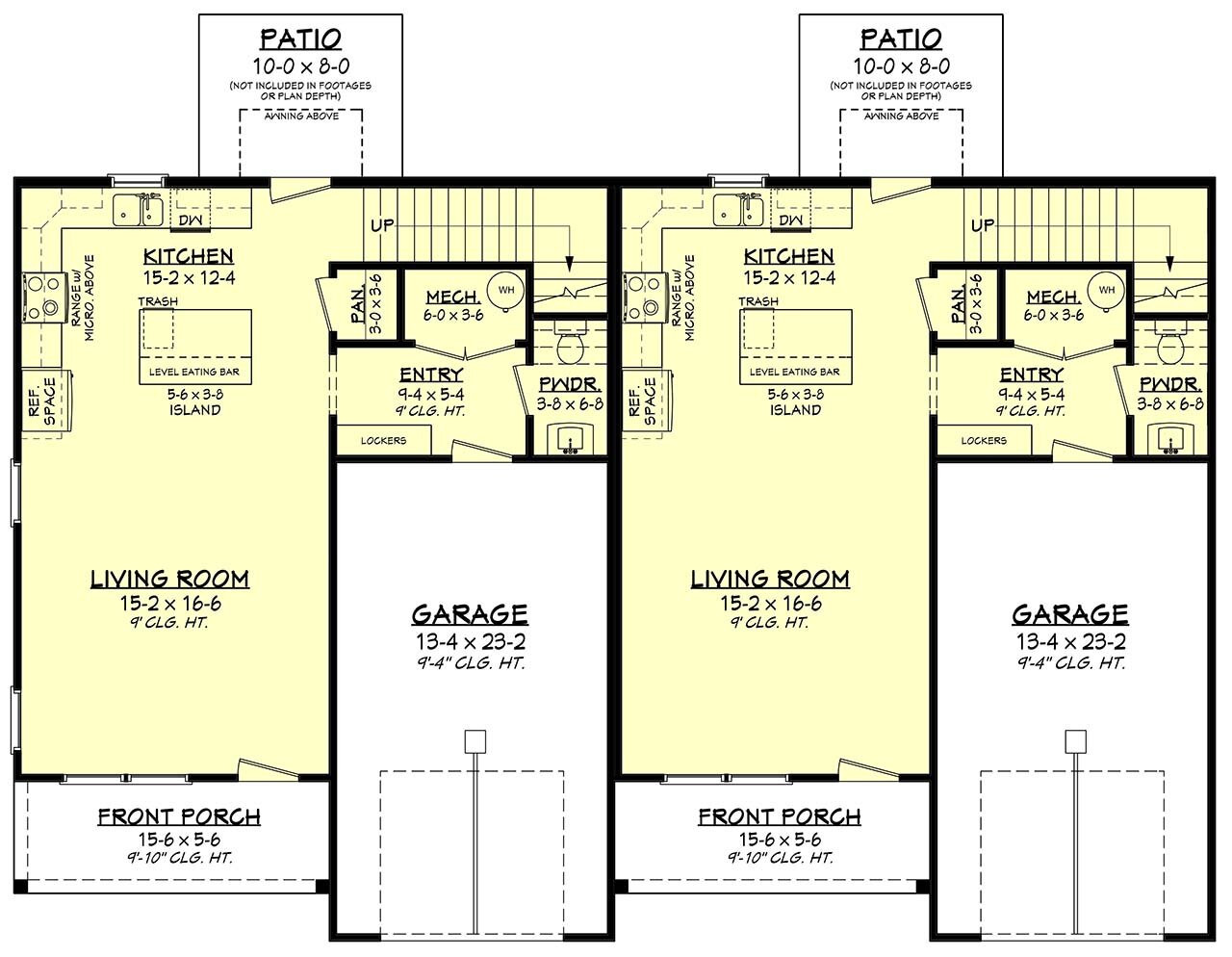 Farmhouse House Plan - Evans Duplex 40115 - 1st Floor Plan