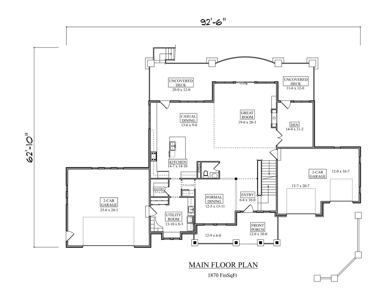 Craftsman House Plan - Copperleaf 14435 - 1st Floor Plan