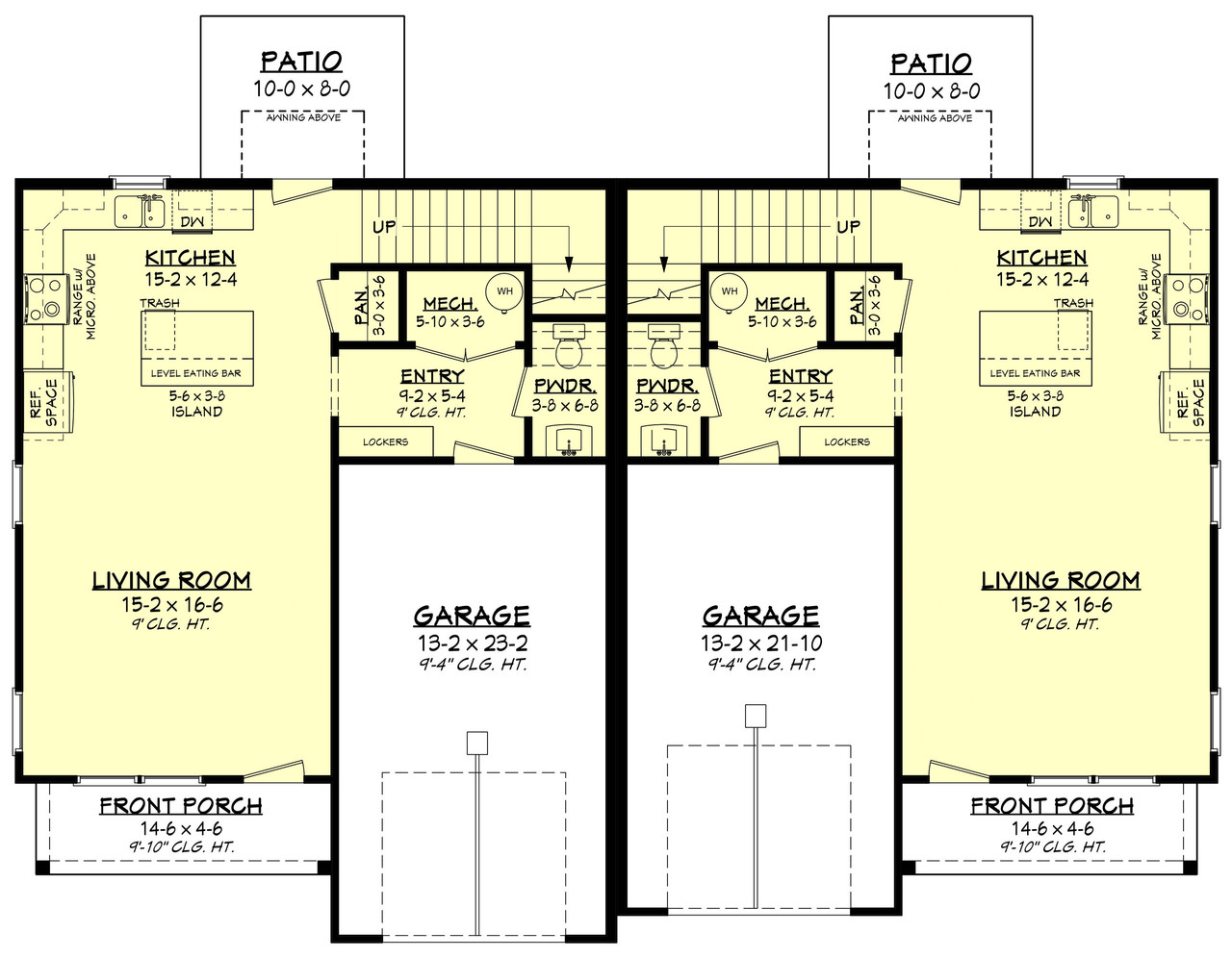 Farmhouse House Plan - Oak Bowery Duplex 57551 - 1st Floor Plan