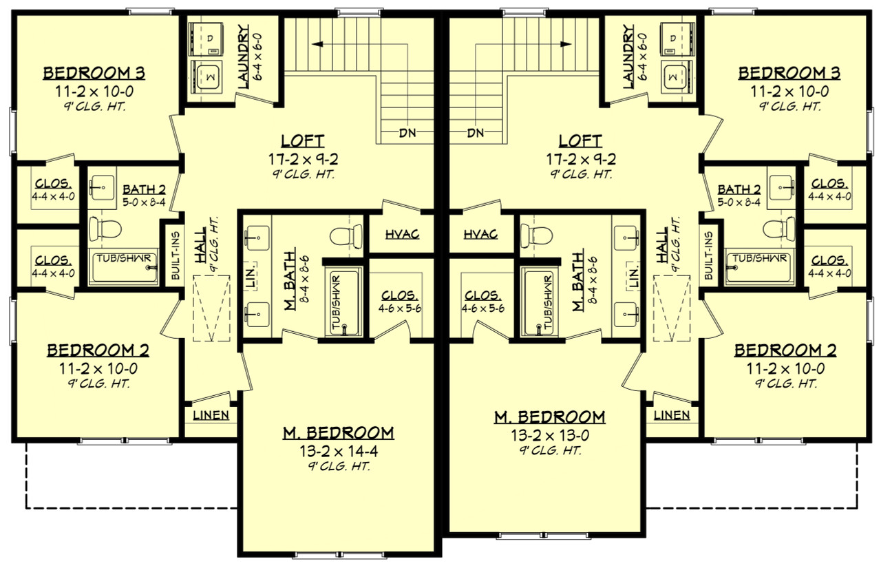 Secondary Image - Farmhouse House Plan - Oak Bowery Duplex 57551 - 2nd Floor Plan