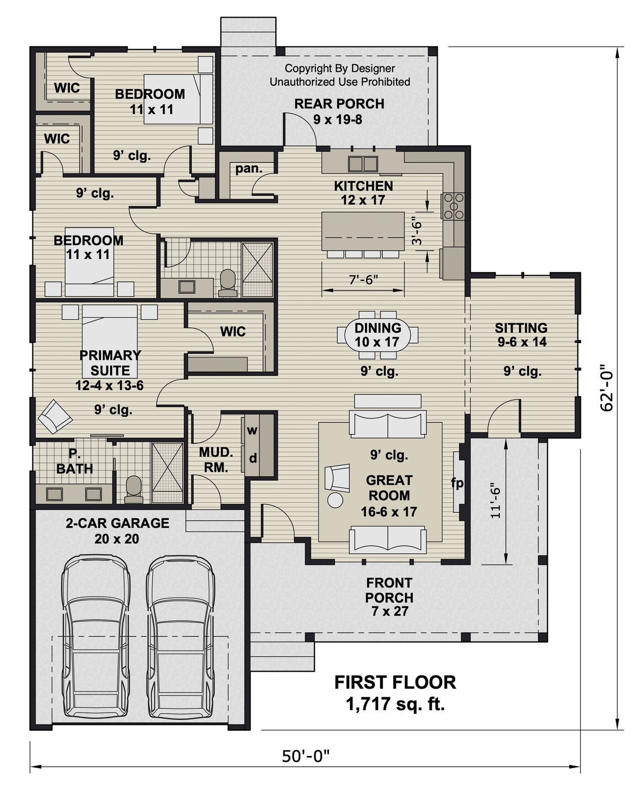 Bungalow House Plan - Trenton 60458 - 1st Floor Plan