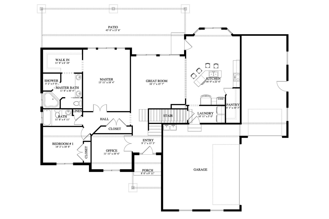 Craftsman House Plan - Wilder 90664 - 1st Floor Plan