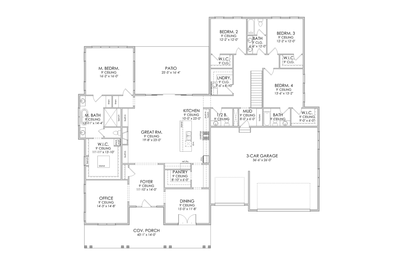 Farmhouse House Plan - Willow 55748 - 1st Floor Plan