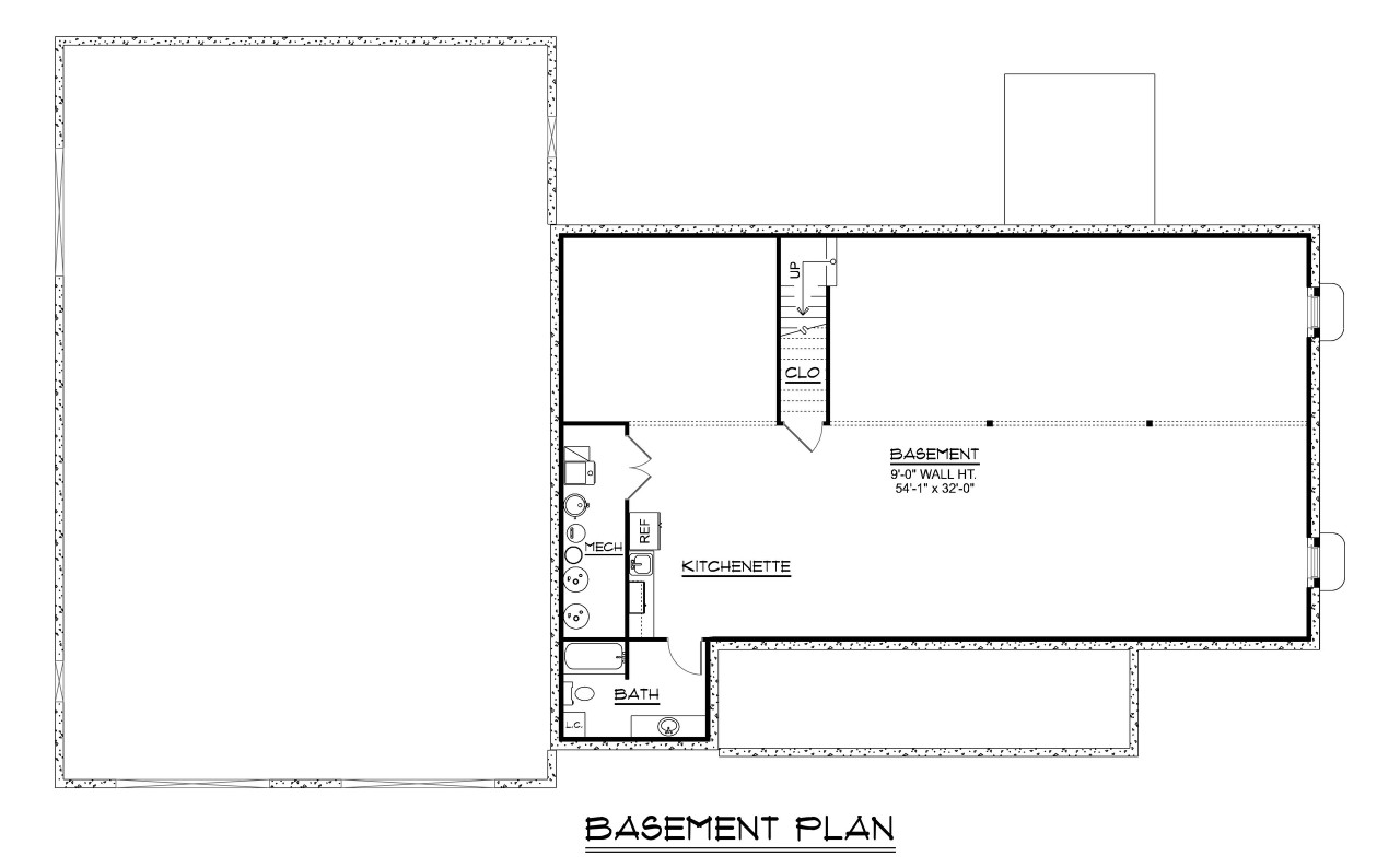 Farmhouse House Plan - 52958 - Basement Floor Plan