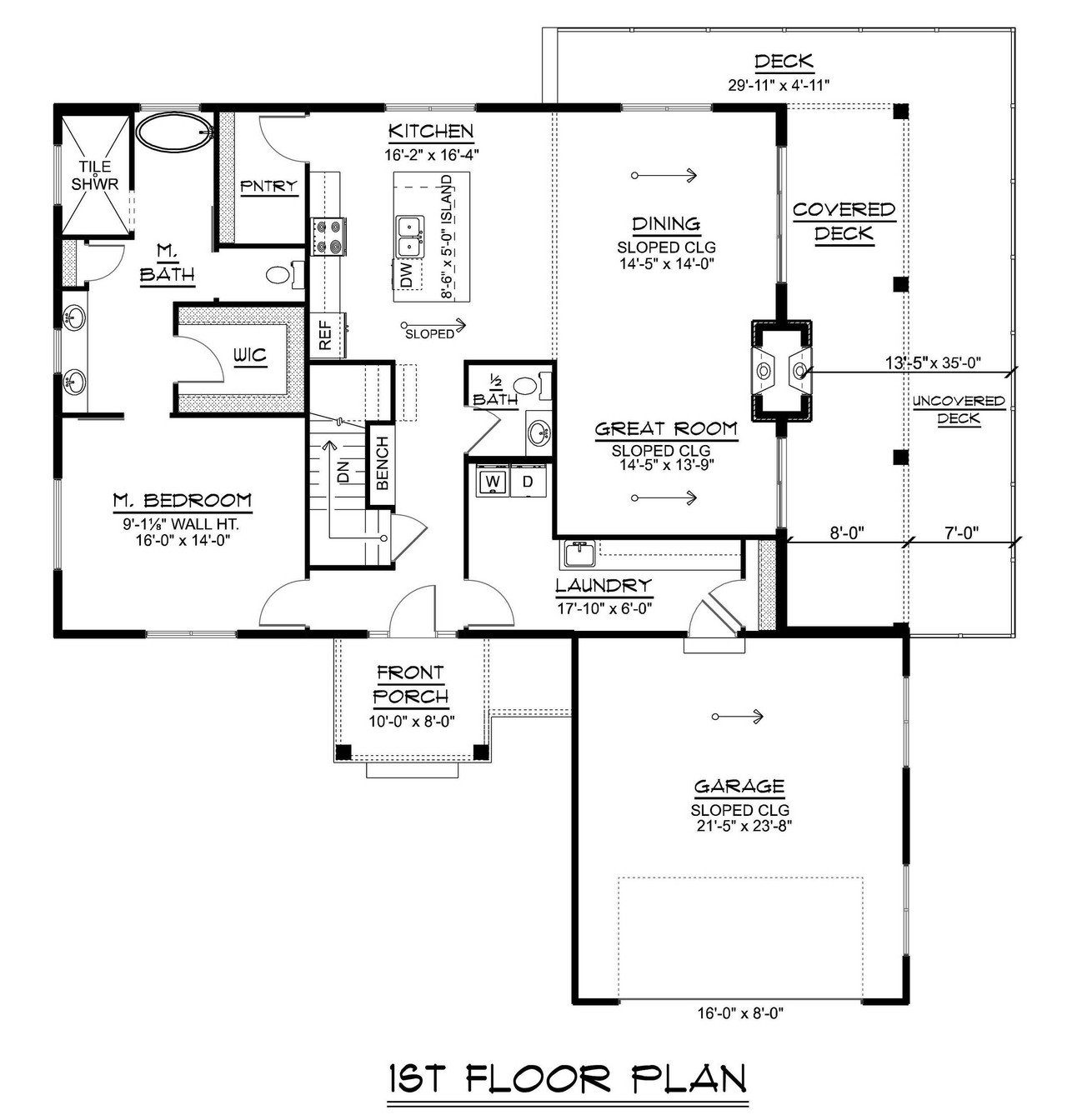 Contemporary House Plan - 40401 - 1st Floor Plan